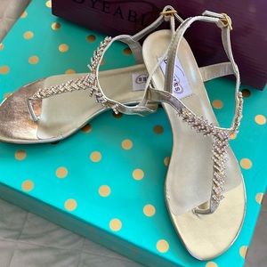 Gold rhinestone wedding sandals Size 7B Dyeables